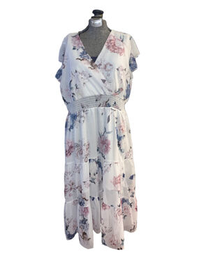 Women's Unbranded Floral Maxi Dress White Pink